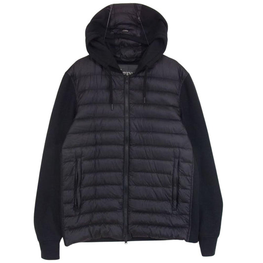Herno ヘルノ PI0612U-12020-9300 ジャパンタグ 撥水 超軽量 ハイブリッド ダウン スウェット 切替 パーカー フーディ ブラック系 46【中古】
