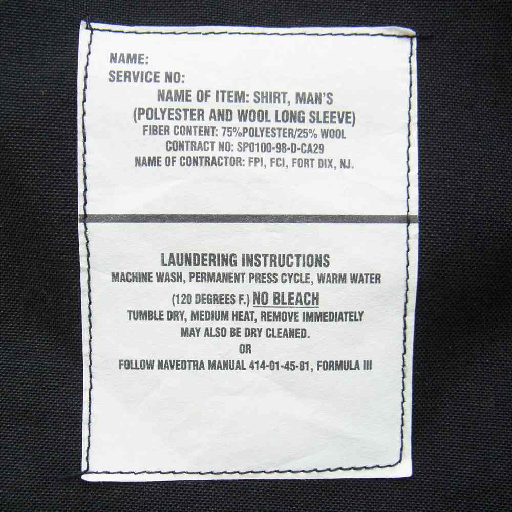 米軍 98s ブラック シャツ ブラック系 16-35SL【中古】