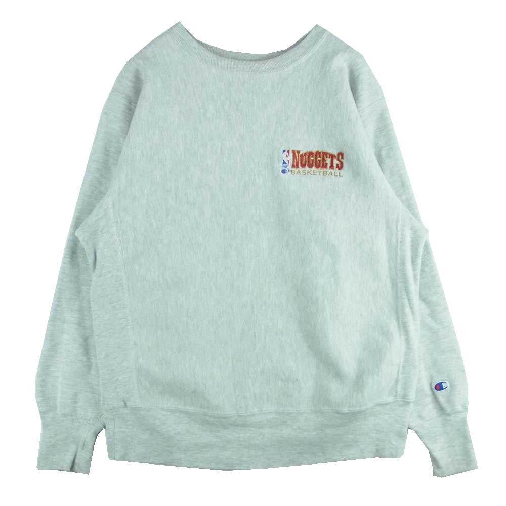 Champion チャンピオン ヴィンテージ 90s USA製 刺繍タグ リバースウィーブ 刺繍 スウェット トレーナー グレー系 L【中古】