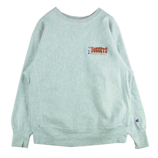 Champion チャンピオン ヴィンテージ 90s USA製 刺繍タグ リバースウィーブ 刺繍 スウェット トレーナー グレー系 L【中古】