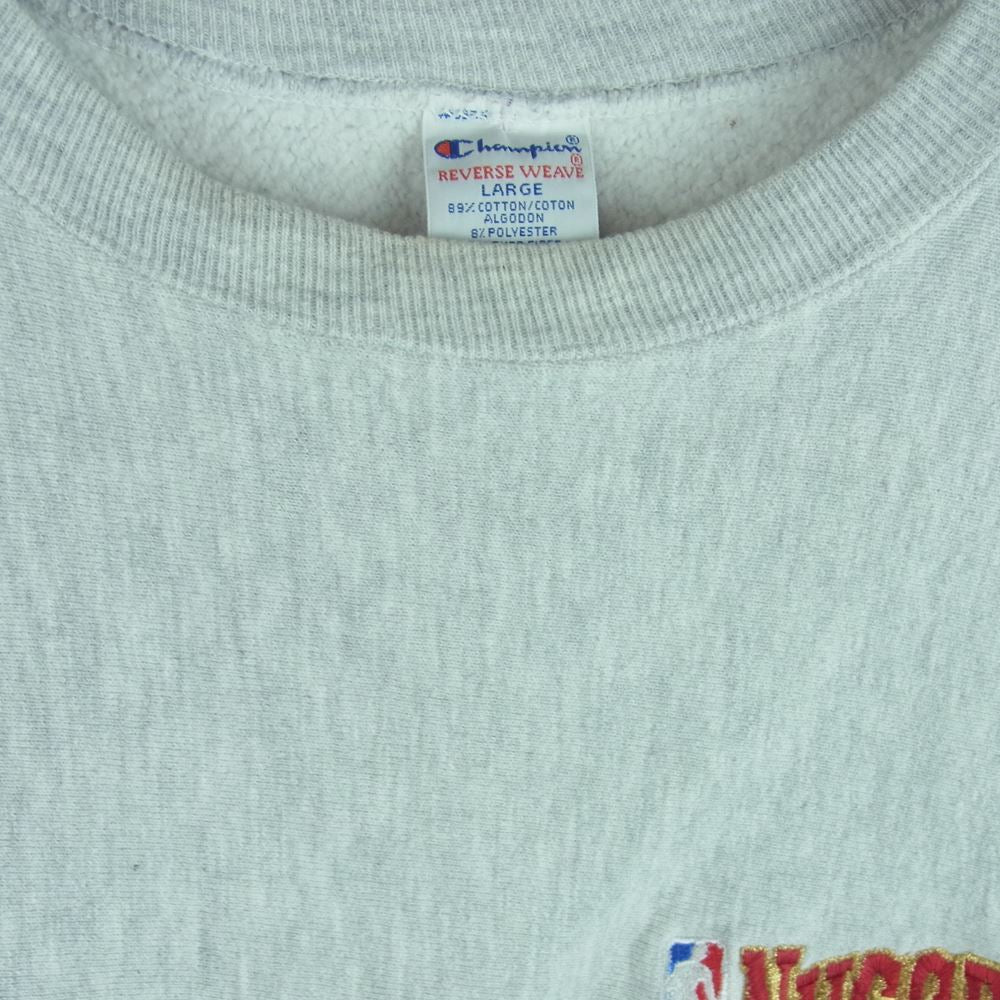 Champion チャンピオン ヴィンテージ 90s USA製 刺繍タグ リバースウィーブ 刺繍 スウェット トレーナー グレー系 L【中古】