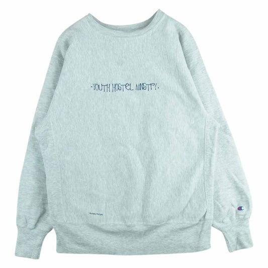 Champion チャンピオン ヴィンテージ 90s USA製 刺繍タグ リバースウィーブ プリント スウェット トレーナー グレー系 L【中古】