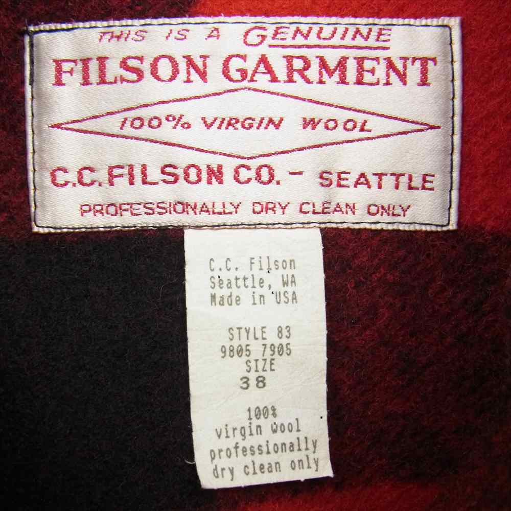 FILSON フィルソン STYLE 83 MACKINAW WOOL CRUISER  チェック マッキノー ウール クルーザー ジャケット JKT ブラック系 レッド系 38【中古】