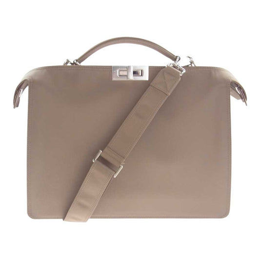 FENDI フェンディ 7VA529 ピーカブー アイシーユー ミディアム ナイロン 2WAY ショルダー ハンド バッグ ライトブラウン系【美品】【中古】