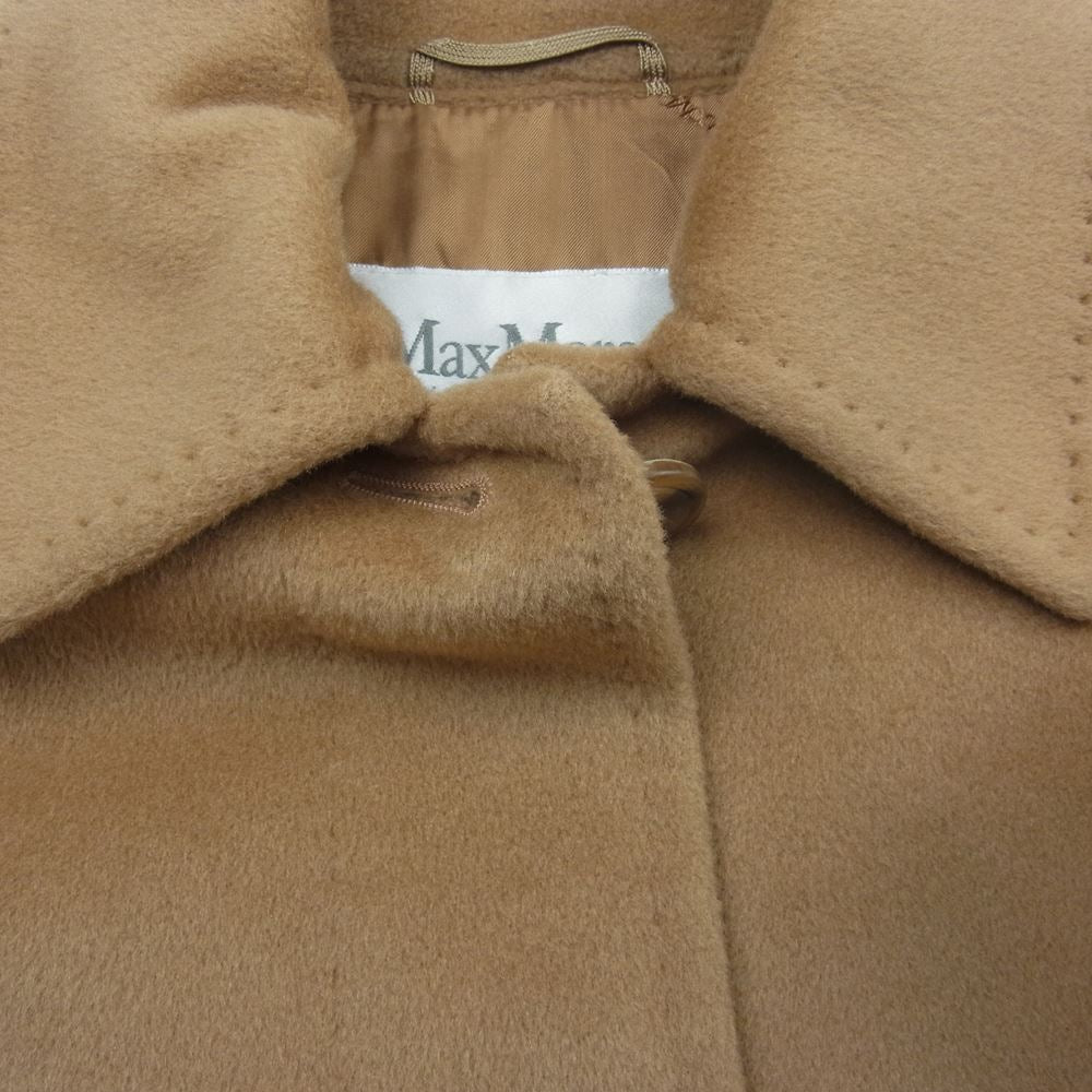 MAX MARA マックスマーラ 白タグ イタリア製 カシミヤ混ヴァージンウール ベルト付き ステンカラー コート ベージュ系 36【美品】【中古】