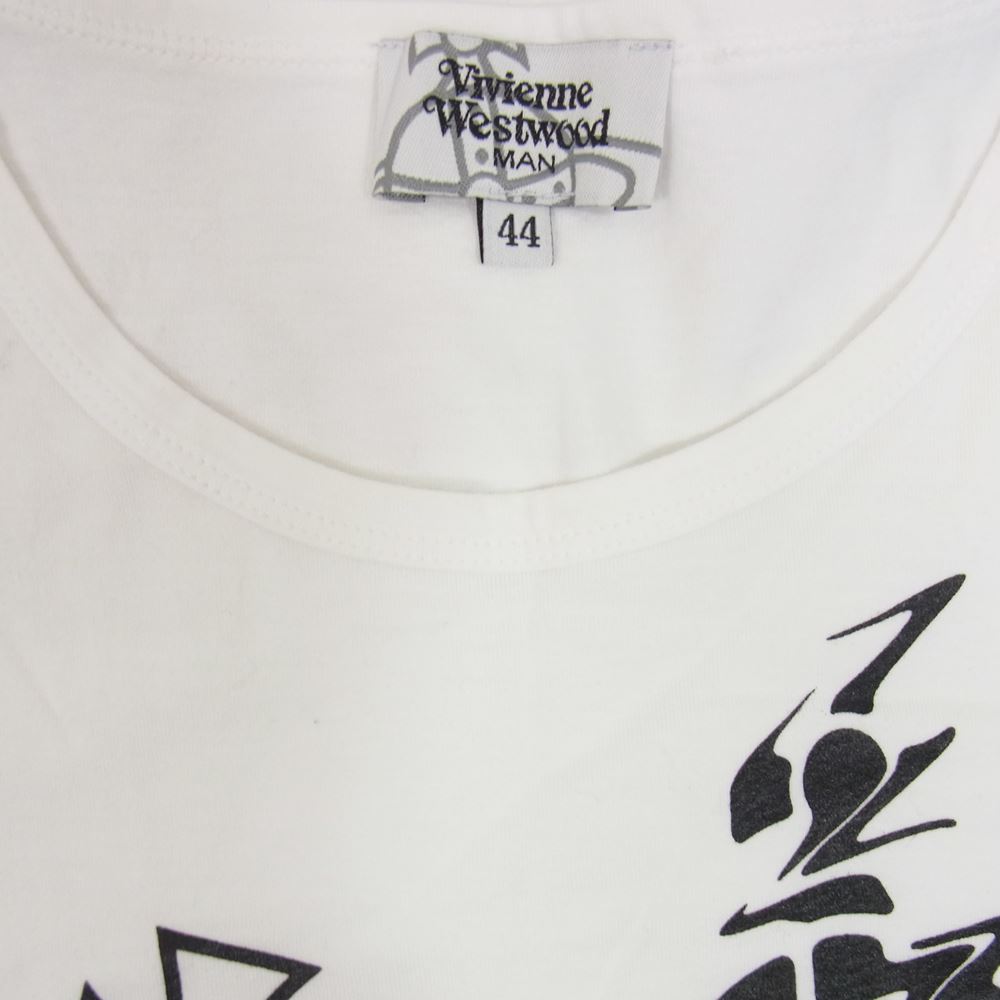 Vivienne WestwoodMAN ヴィヴィアンウエストウッドマン VW-24-75380 プリント Tシャツ ホワイト系 44【中古】