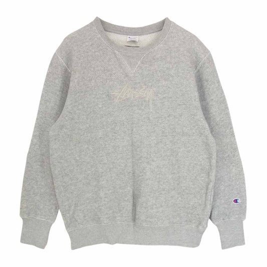 STUSSY ステューシー C8-L022 × champion チャンピオン トリコタグ 復刻 刺繍ロゴ スウェット グレー系 M【中古】