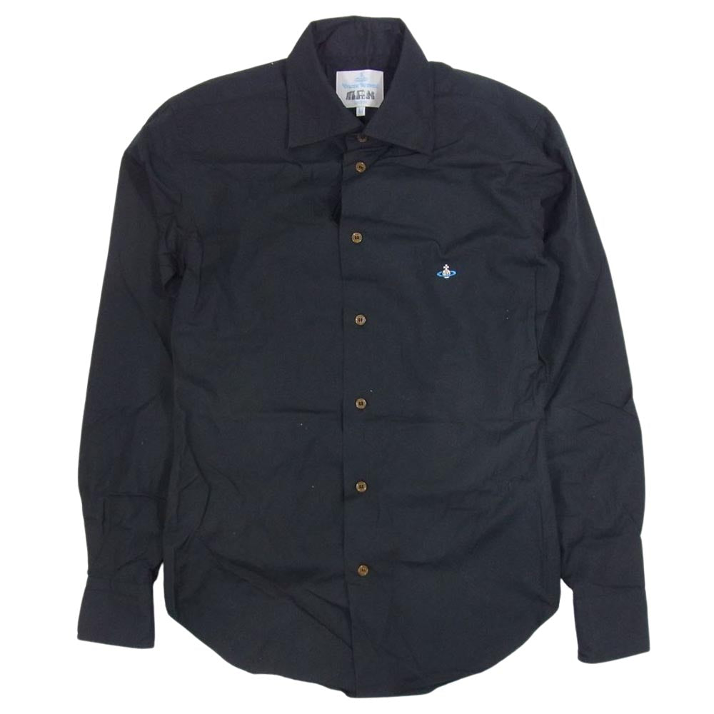 Vivienne WestwoodMAN ヴィヴィアンウエストウッドマン オーブ刺繍 長袖 シャツ ブラック系 44【中古】