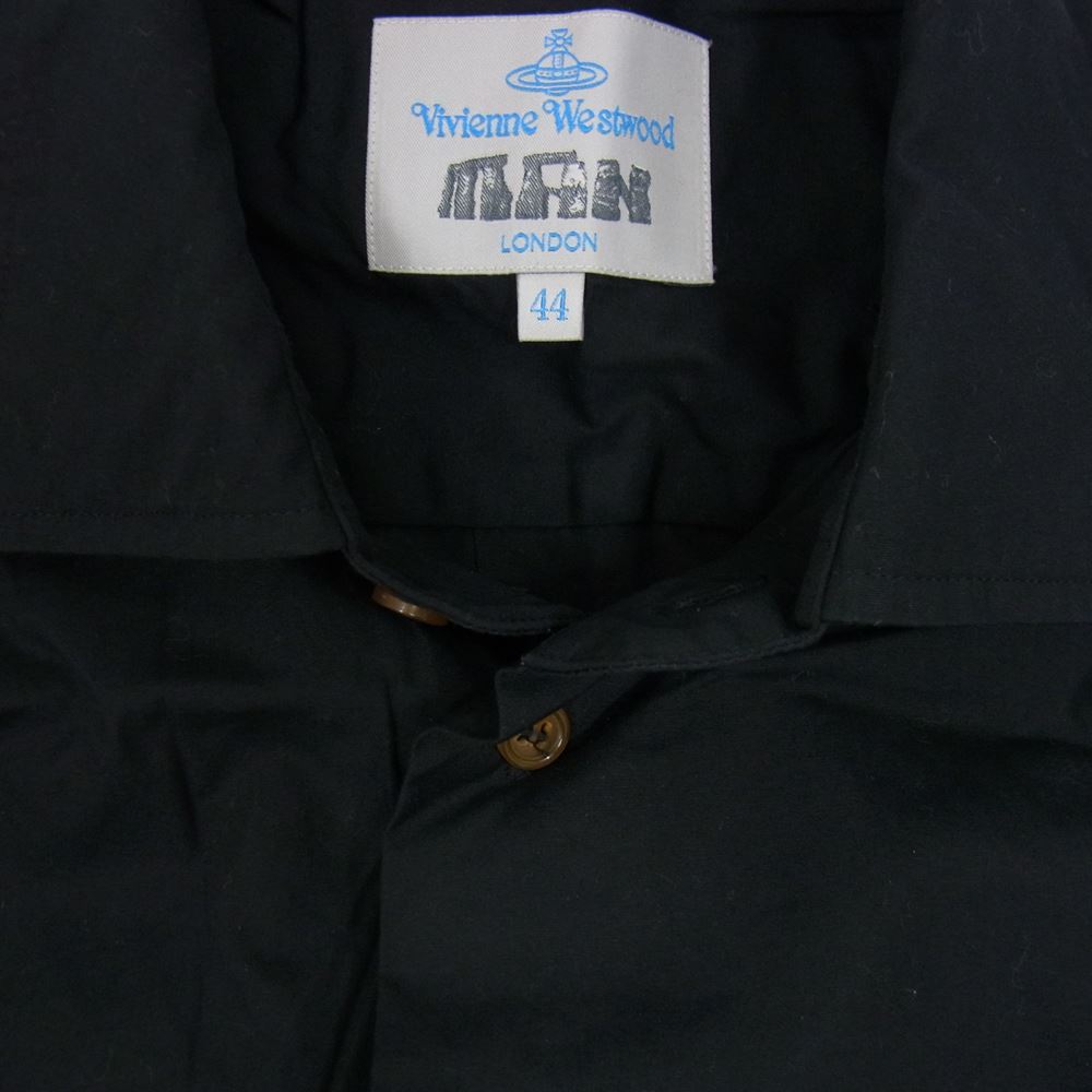 Vivienne WestwoodMAN ヴィヴィアンウエストウッドマン オーブ刺繍 長袖 シャツ ブラック系 44【中古】