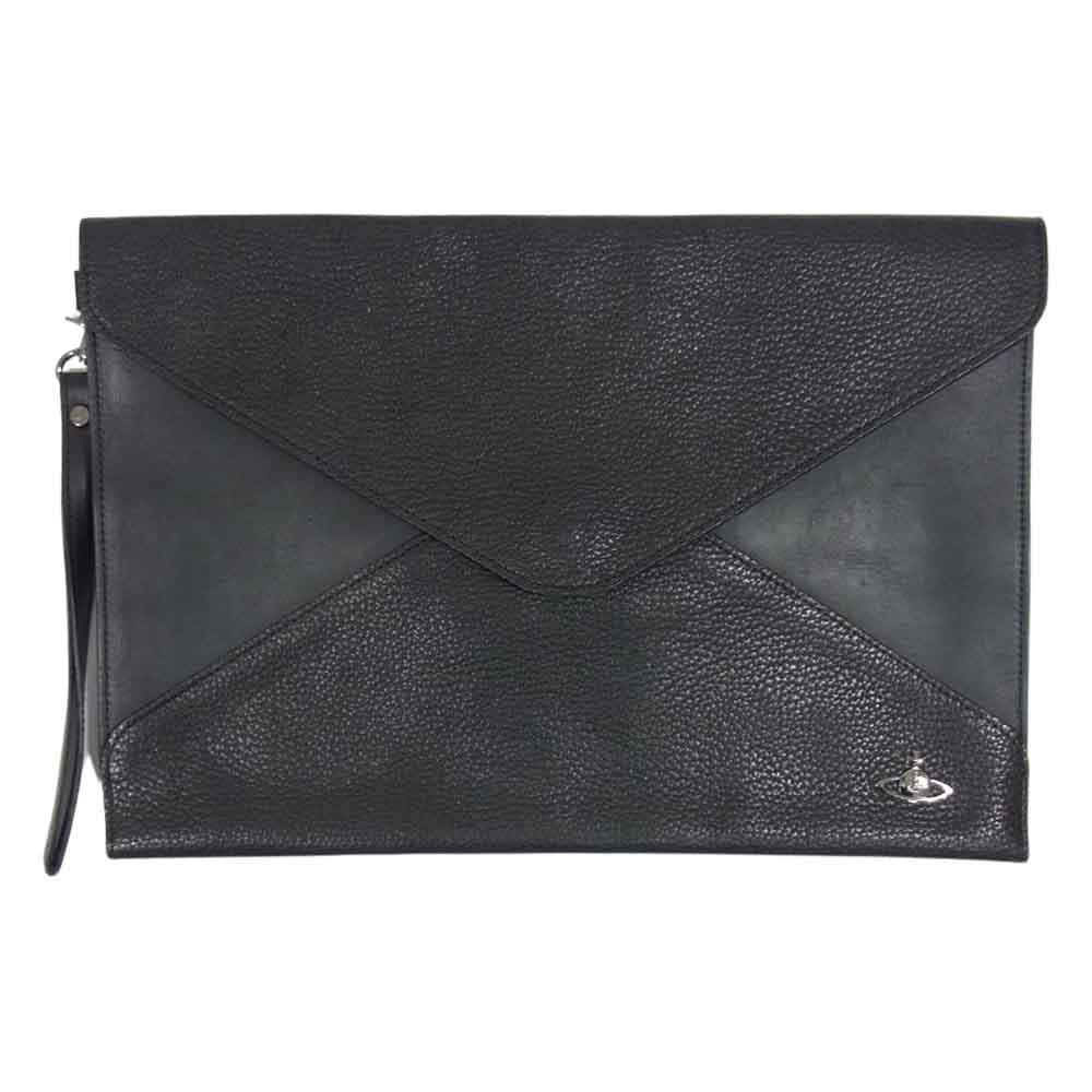 Vivienne WestwoodMAN ヴィヴィアンウエストウッドマン レザー クラッチバッグ ブラック系【中古】