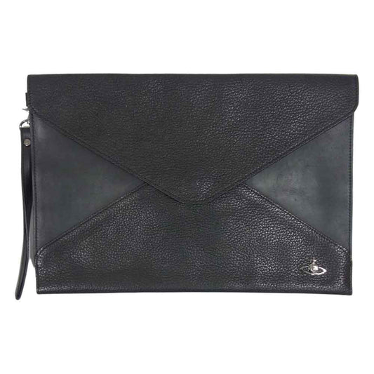 Vivienne WestwoodMAN ヴィヴィアンウエストウッドマン レザー クラッチバッグ ブラック系【中古】