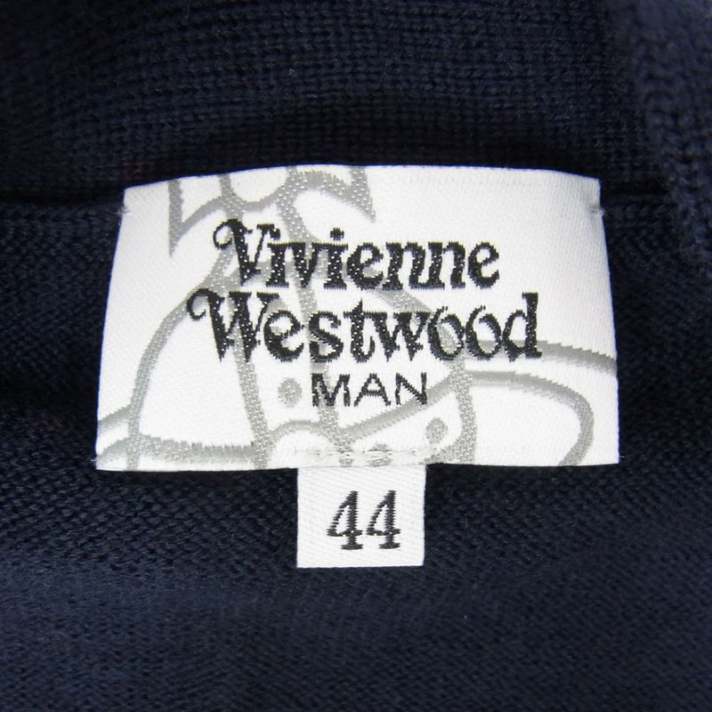 Vivienne WestwoodMAN ヴィヴィアンウエストウッドマン オーブ刺繍 ウール カーディガン ネイビー系 44【中古】