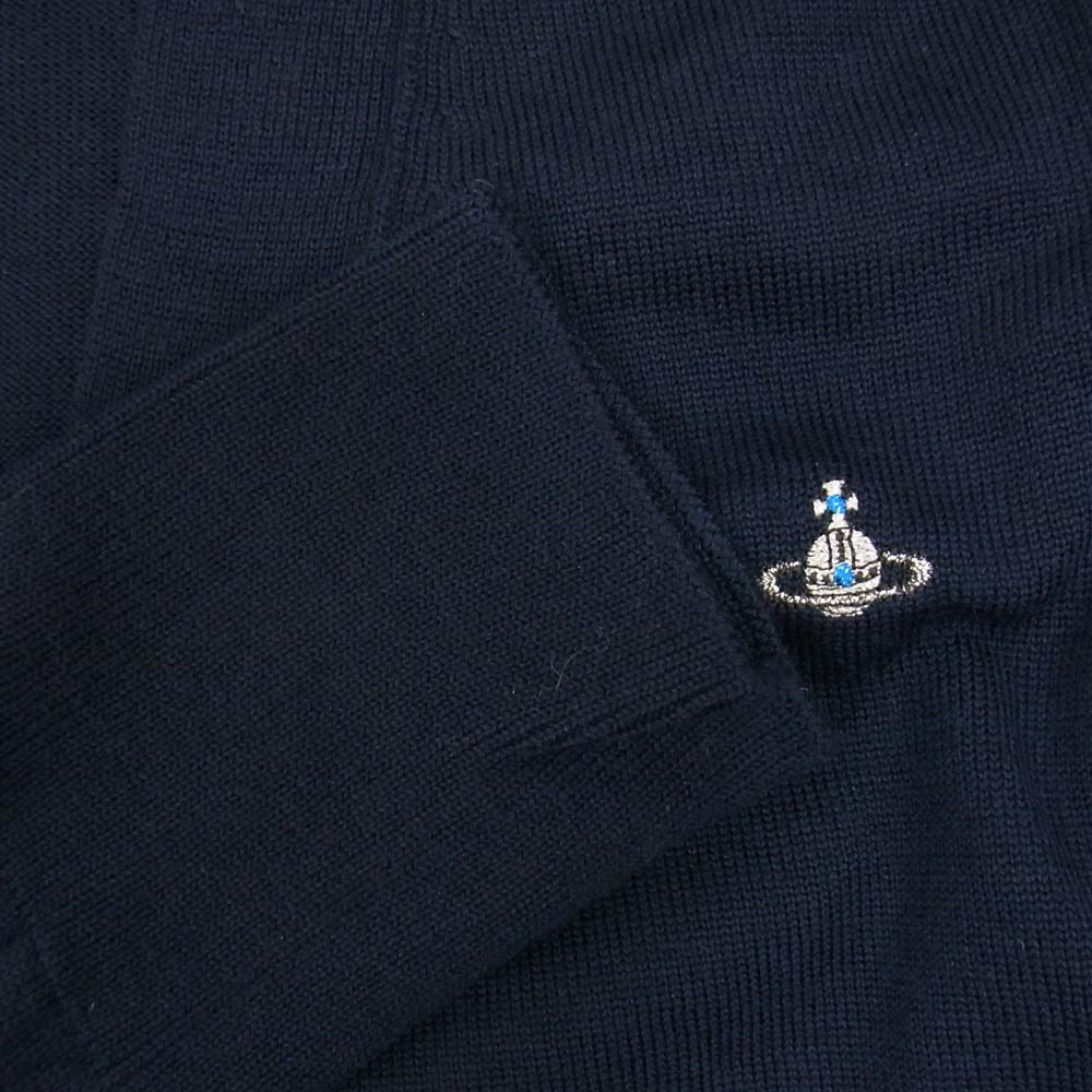 Vivienne WestwoodMAN ヴィヴィアンウエストウッドマン オーブ刺繍 ウール カーディガン ネイビー系 44【中古】