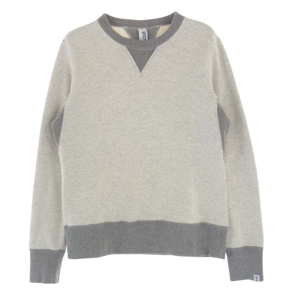 ループウィラー BEAMS＋別注 バイカラー 両Vガゼット クルーネック スウェット トレーナー ホワイト系 S【中古】