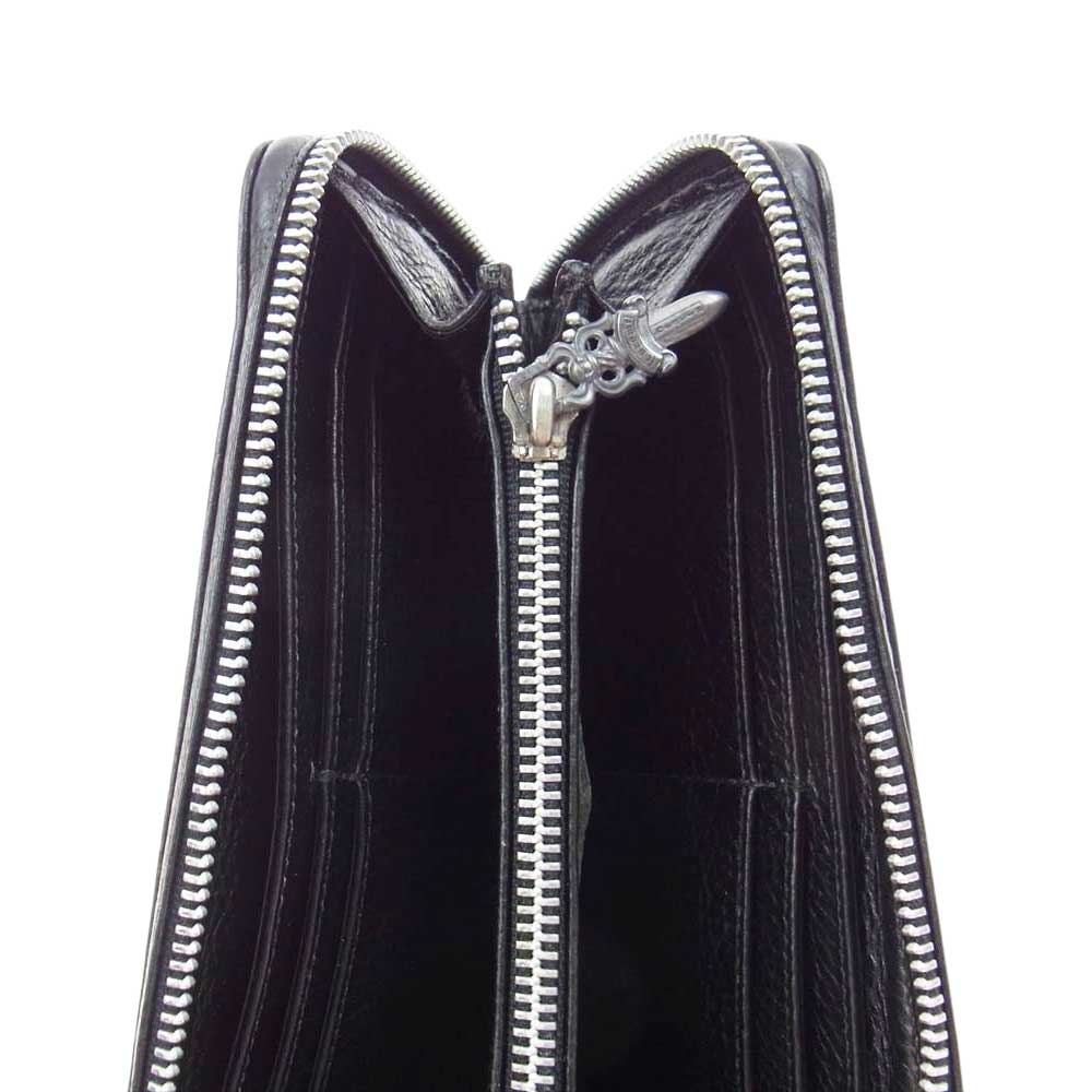 CHROME HEARTS クロムハーツ（原本有） REC F ZIP SCRL LABEL レックFジップ スクロールラベル ウォレット ブラック系【中古】