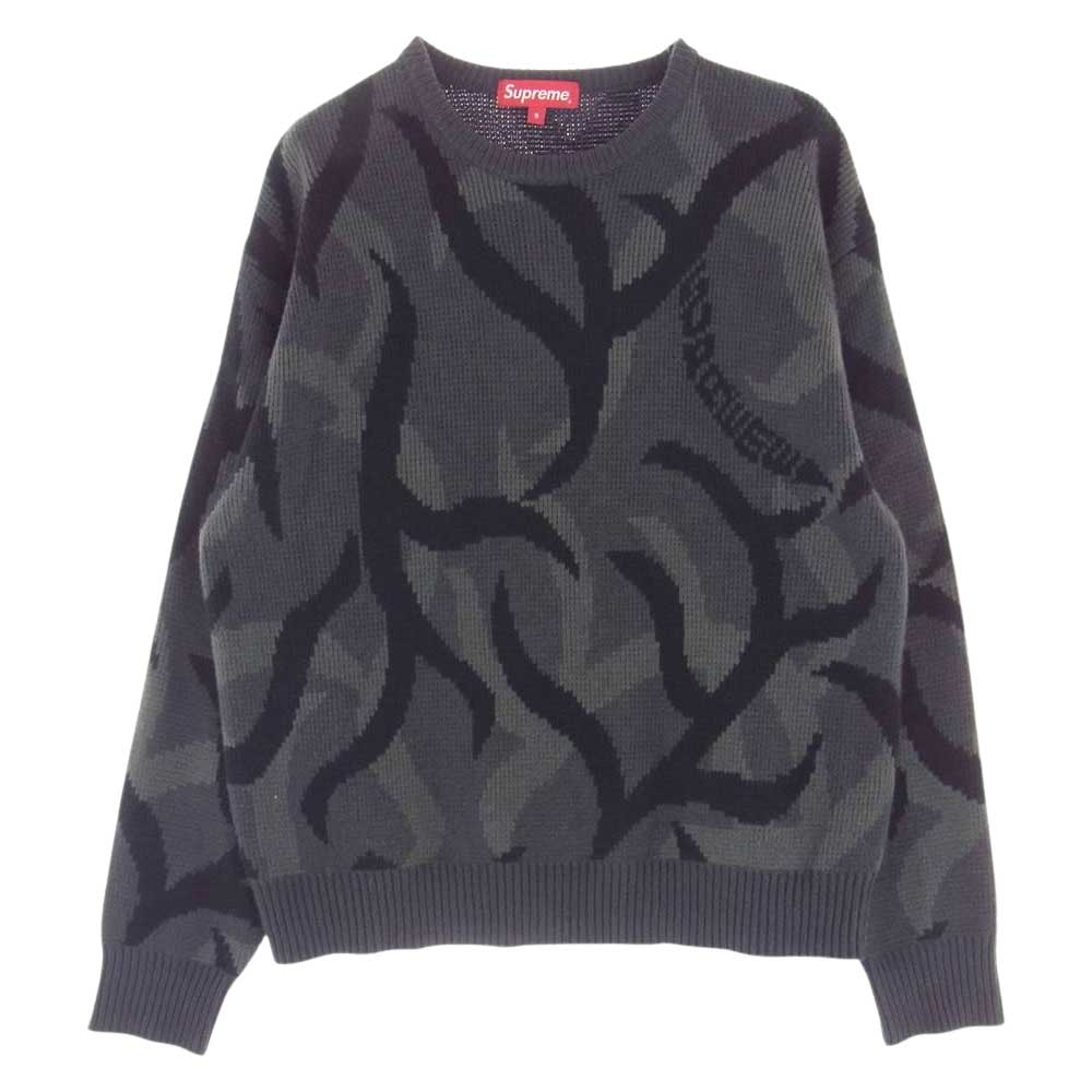Supreme シュプリーム 19AW Tribal Camo Sweater トライバル カモ セーター ニット グレー系 S【中古】