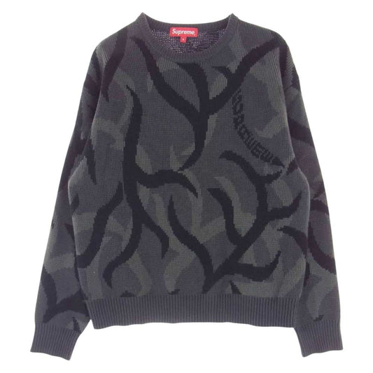 Supreme シュプリーム 19AW Tribal Camo Sweater トライバル カモ セーター ニット グレー系 S【中古】