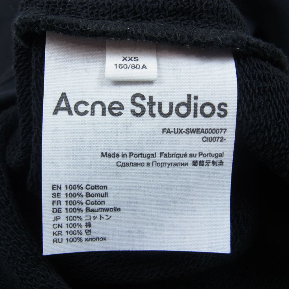 ACNE STUDIOS アクネストゥディオズ FA-UX-SWEA000077-CI0072 フェイスパッチ クルーネック スウェットシャツ ブラック系 XXS【極上美品】【中古】