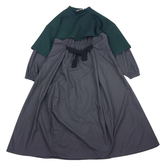 ナゴンスタンス 22AW 470FA483-0790 combination dress コンビネーション ドレス ワンピース グリーン系 チャコール系 M【極上美品】【中古】