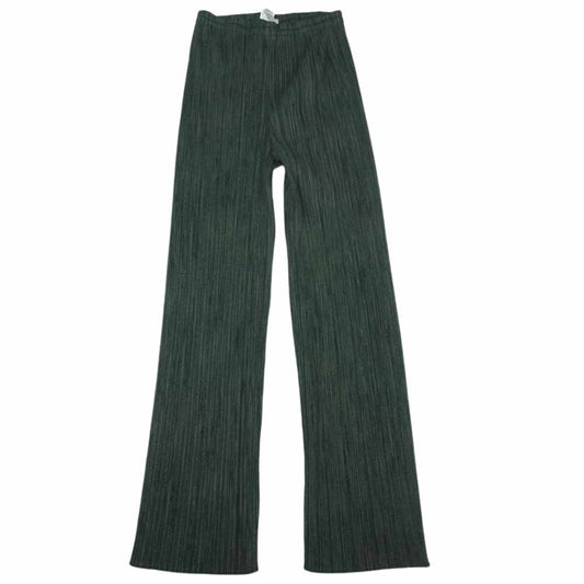 PLEATS PLEASE プリーツプリーズ イッセイミヤケ PP73-JF243 プリーツ加工 綾織生地柄転写プリント ストレート パンツ グリーン グリーン系 2【美品】【中古】