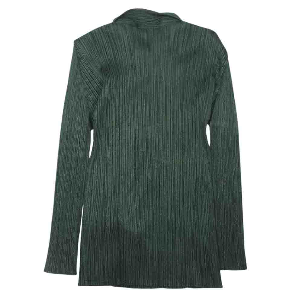 PLEATS PLEASE プリーツプリーズ イッセイミヤケ PP73-JK224 プリーツ加工 綾織生地柄転写プリント シャツ ブラウス 長袖 グリーン グリーン系 3【美品】【中古】