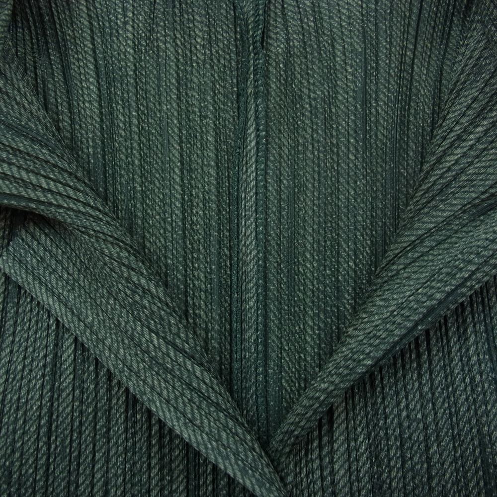 PLEATS PLEASE プリーツプリーズ イッセイミヤケ PP73-JK224 プリーツ加工 綾織生地柄転写プリント シャツ ブラウス 長袖 グリーン グリーン系 3【美品】【中古】