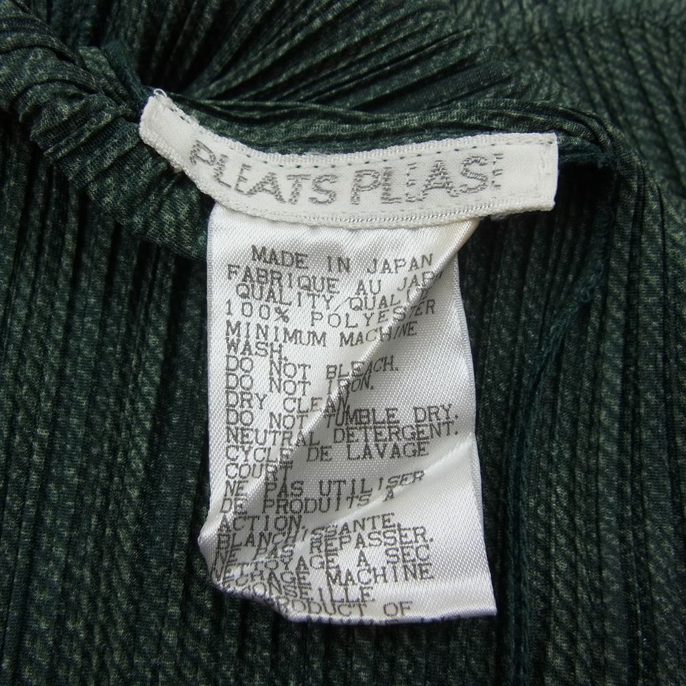 PLEATS PLEASE プリーツプリーズ イッセイミヤケ PP73-JK224 プリーツ加工 綾織生地柄転写プリント シャツ ブラウス 長袖 グリーン グリーン系 3【美品】【中古】