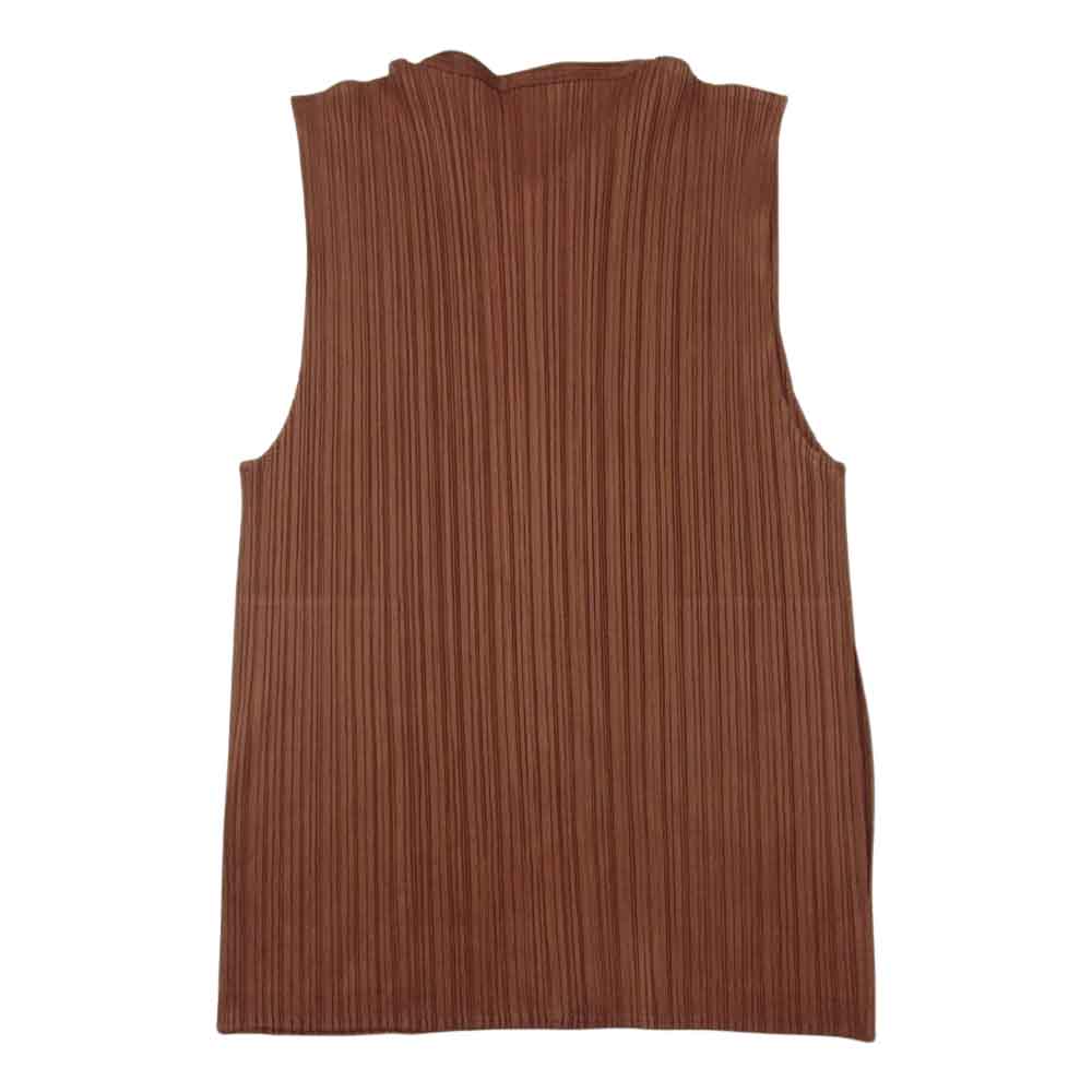 PLEATS PLEASE プリーツプリーズ イッセイミヤケ PP83-JE385 プリーツ加工 ジップ ノースリーブ ベスト ブラウン系 3【美品】【中古】