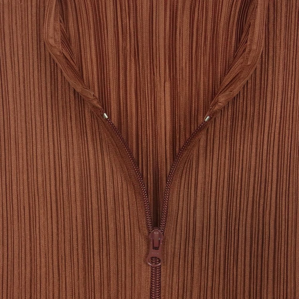 PLEATS PLEASE プリーツプリーズ イッセイミヤケ PP83-JE385 プリーツ加工 ジップ ノースリーブ ベスト ブラウン系 3【美品】【中古】