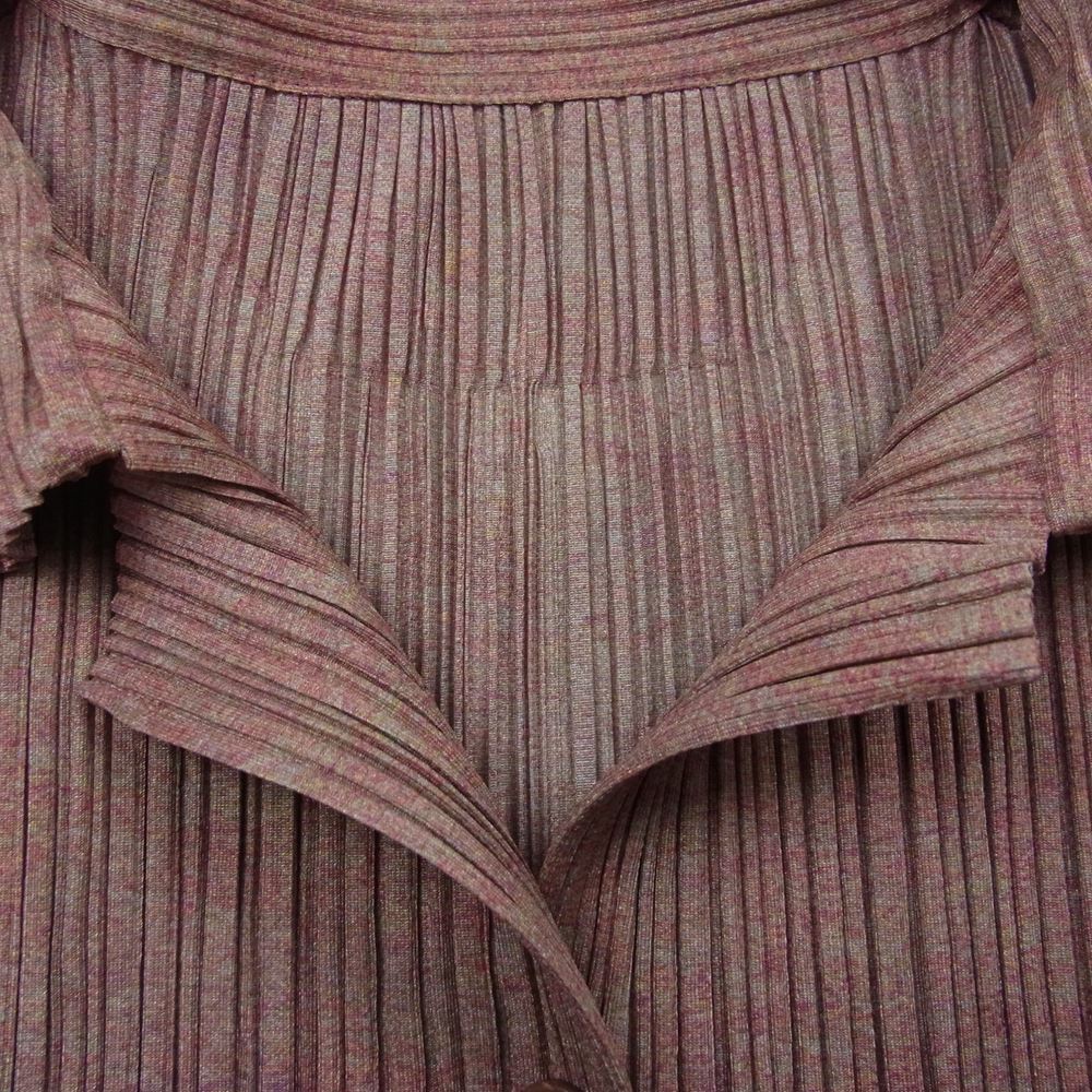 PLEATS PLEASE プリーツプリーズ イッセイミヤケ PP89-JK724 プリーツ加工 メランジ 転写 プリント シャツ ブラウス  ベージュ系 3【美品】【中古】