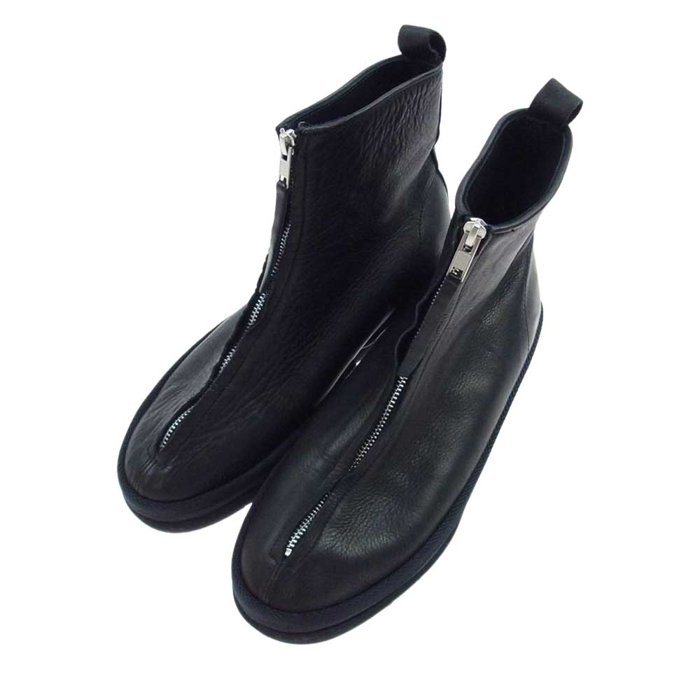 オールモストブラック LEATHER SKIN BOOTS センタージップ フロントジップ カウレザー ブーツ ブラック系 27【中古】