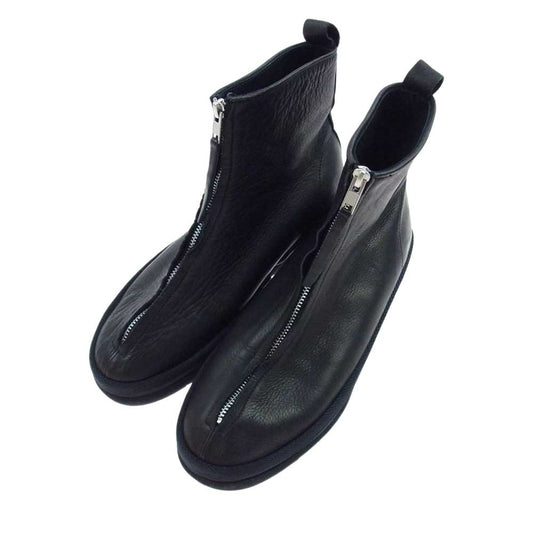 オールモストブラック LEATHER SKIN BOOTS センタージップ フロントジップ カウレザー ブーツ ブラック系 27【中古】