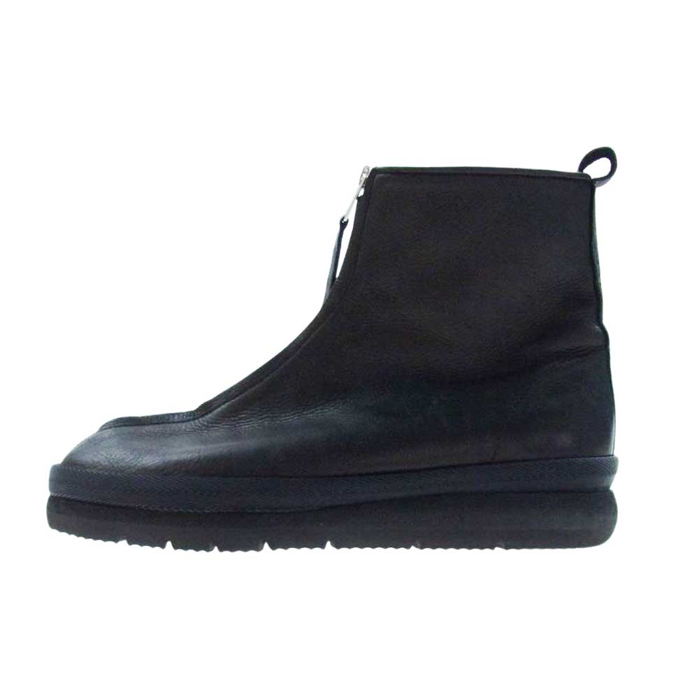 オールモストブラック LEATHER SKIN BOOTS センタージップ フロントジップ カウレザー ブーツ ブラック系 27【中古】