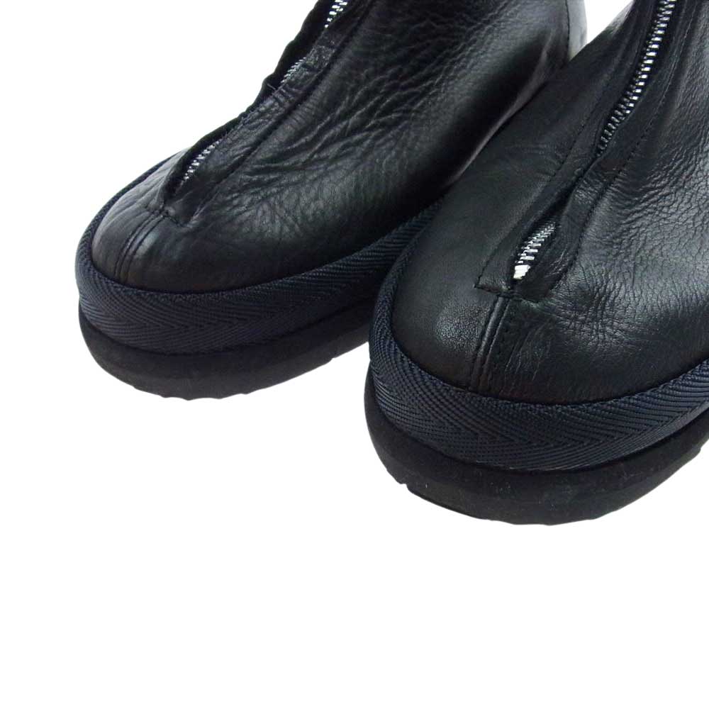 オールモストブラック LEATHER SKIN BOOTS センタージップ フロントジップ カウレザー ブーツ ブラック系 27【中古】
