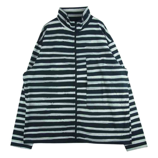 PORTER CLASSIC ポータークラシック ARTIST BORDER ZIP UP SHIRT アーティスト ボーダー ジップアップ シャツ ジャケット ブラック系 グレー系 XXL【中古】