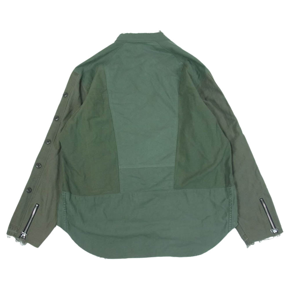オールドパーク Oversized Riders Shirt Miltary 再構築 ミリタリー オーバーサイズ ライダース シャツ ジャケット カーキ系 L【中古】