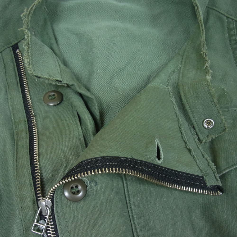 オールドパーク Oversized Riders Shirt Miltary 再構築 ミリタリー オーバーサイズ ライダース シャツ ジャケット カーキ系 L【中古】