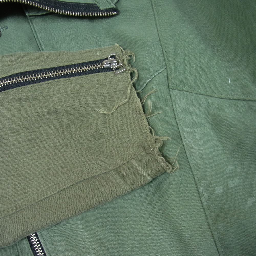 オールドパーク Oversized Riders Shirt Miltary 再構築 ミリタリー オーバーサイズ ライダース シャツ ジャケット カーキ系 L【中古】