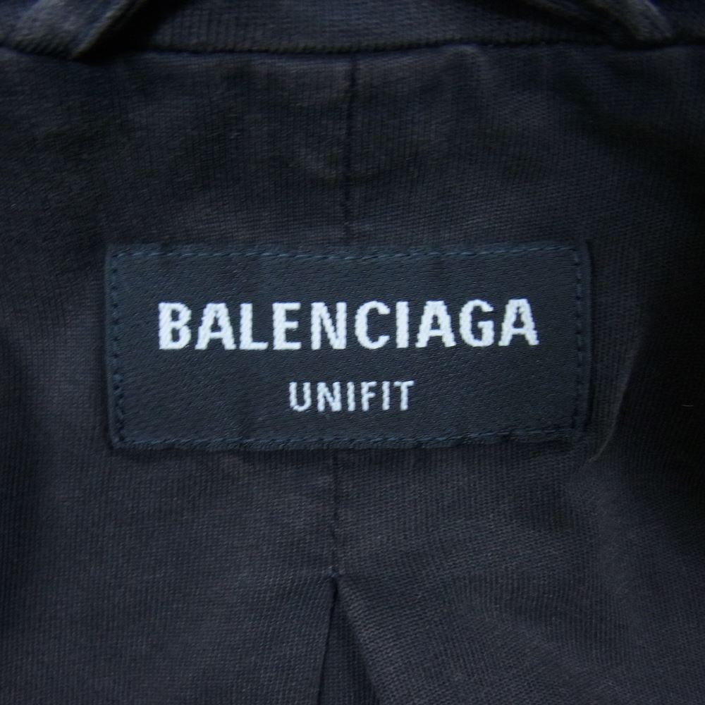 BALENCIAGA バレンシアガ 662390 SLIM WORN OUT ウォッシュアウト加工 ノッチドラペル ダブルブレスト ジャケット チャコール系 XXL【中古】