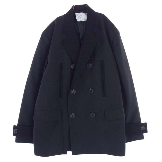 Sacai サカイ 22AW 22-02801M Suiting Jacket スーチング ウール切替 ダブルブレスト ジャケット ブラック系 4【美品】【中古】