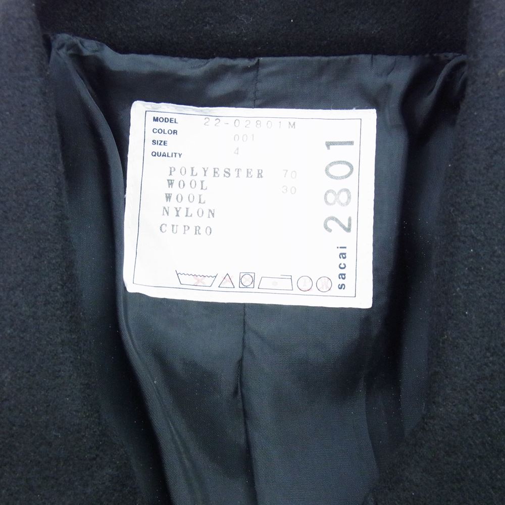 Sacai サカイ 22AW 22-02801M Suiting Jacket スーチング ウール切替 ダブルブレスト ジャケット ブラック系 4【美品】【中古】