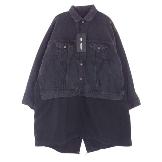 UNDERCOVER アンダーカバー A5223-0001 Levis Vintage Clothing リーバイス キルティングライナー レイヤード ハイブリッド ダウン トラッカー デニムジャケット ブラック系 XL【新古品】【未使用】【中古】