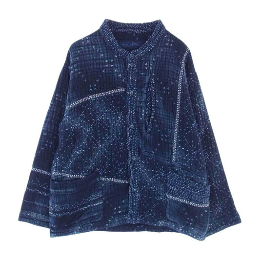 PORTER CLASSIC ポータークラシック 21AW PC-051-1703 KOGIN ART NO COLLAR JACKET こぎん アート ノーカラー ジャケット ネイビー系 3【中古】