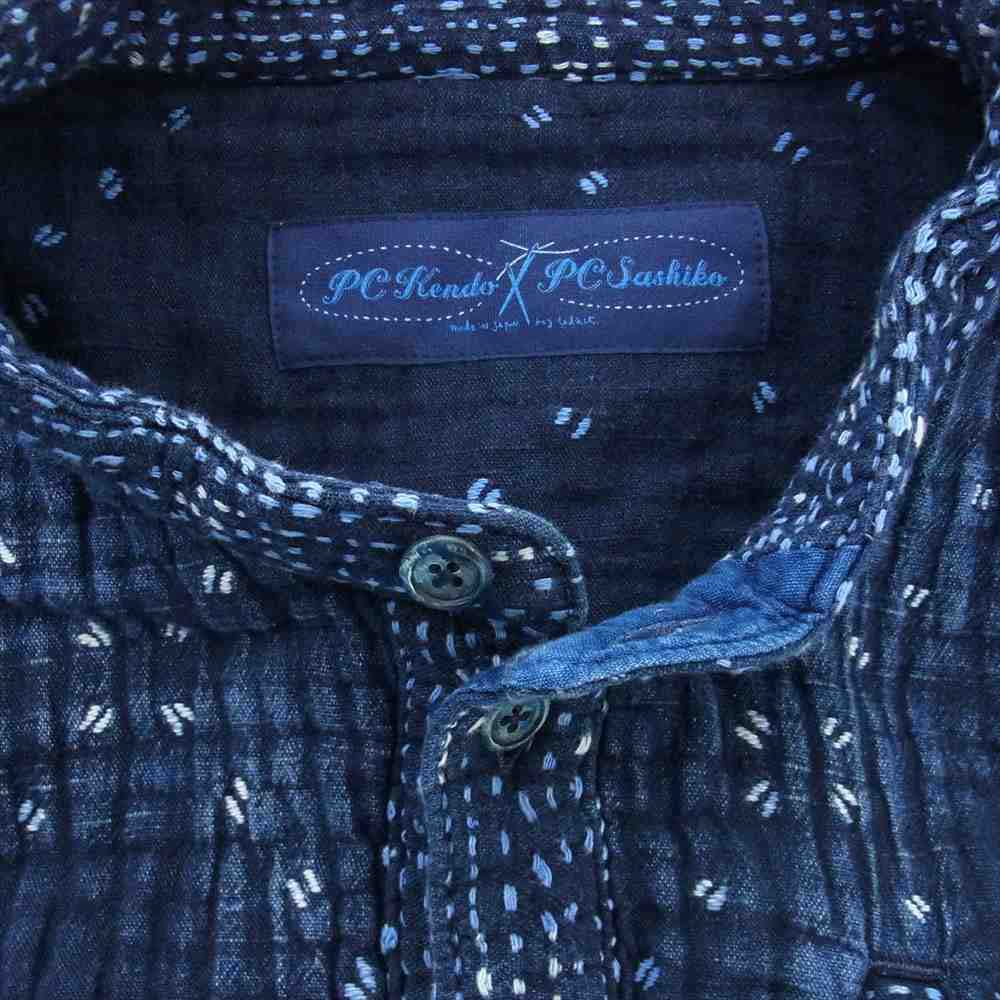 PORTER CLASSIC ポータークラシック 21AW PC-051-1703 KOGIN ART NO COLLAR JACKET こぎん アート ノーカラー ジャケット ネイビー系 3【中古】