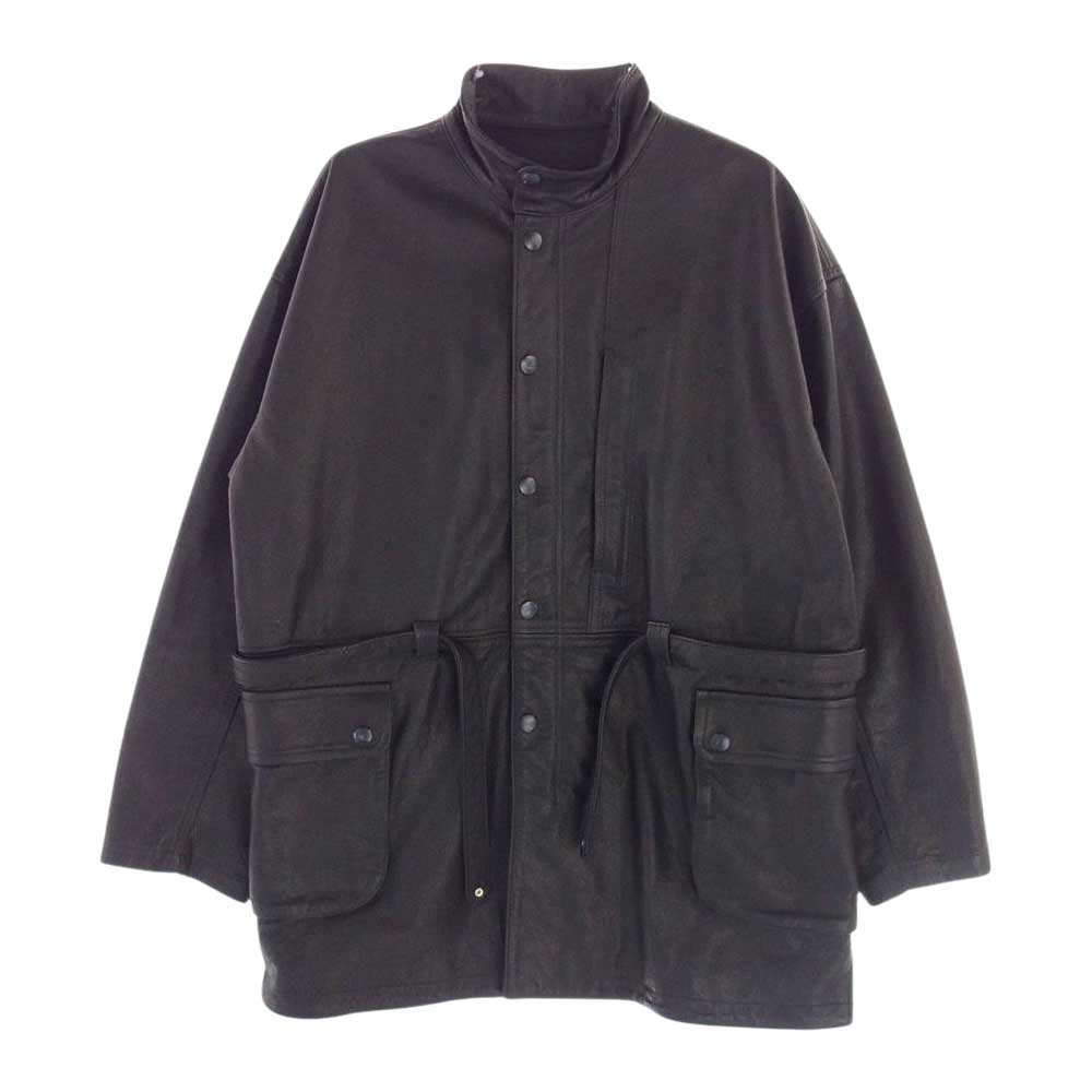 PORTER CLASSIC ポータークラシック 22AW PC-017-1963 LEATHER ZIP UP COAT カウレザー ベルテッド ジップアップ コート ブラック系 3【中古】