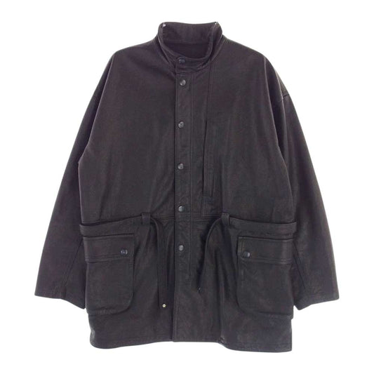 PORTER CLASSIC ポータークラシック 22AW PC-017-1963 LEATHER ZIP UP COAT カウレザー ベルテッド ジップアップ コート ブラック系 3【中古】