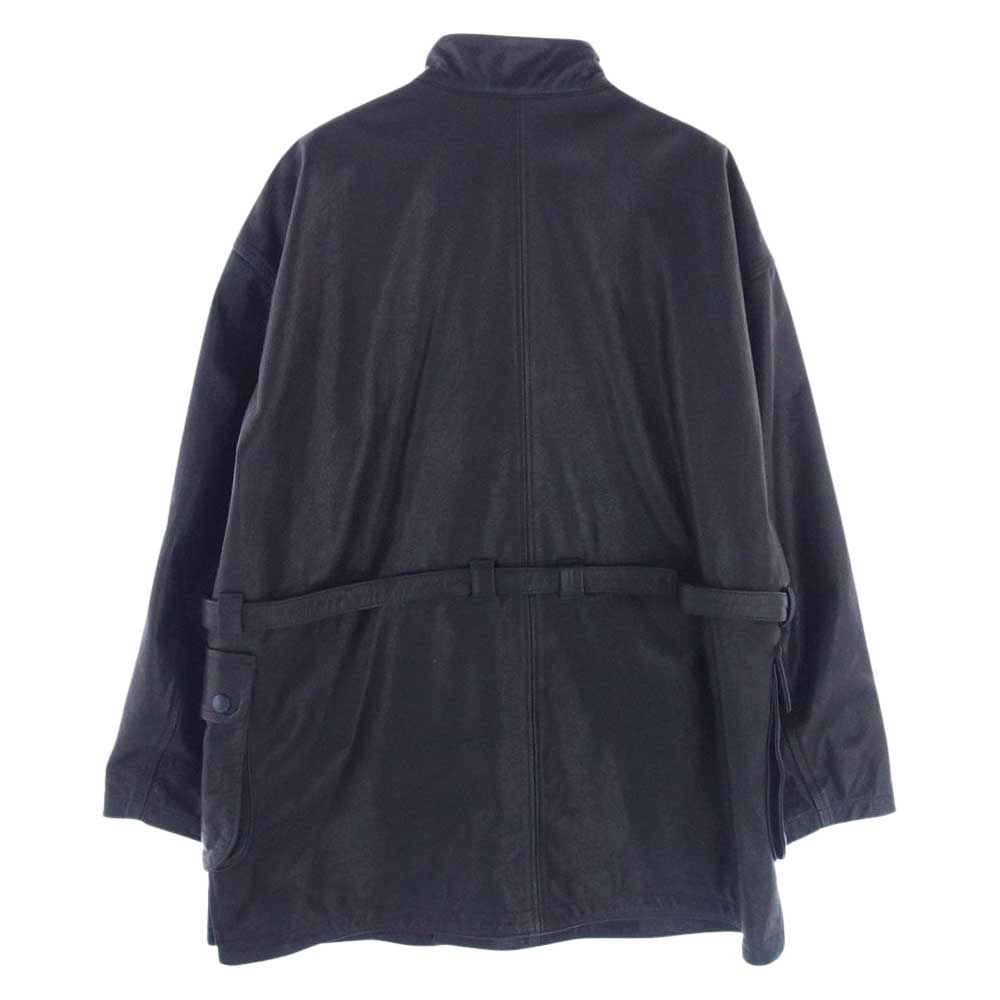 PORTER CLASSIC ポータークラシック 22AW PC-017-1963 LEATHER ZIP UP COAT カウレザー ベルテッド ジップアップ コート ブラック系 3【中古】