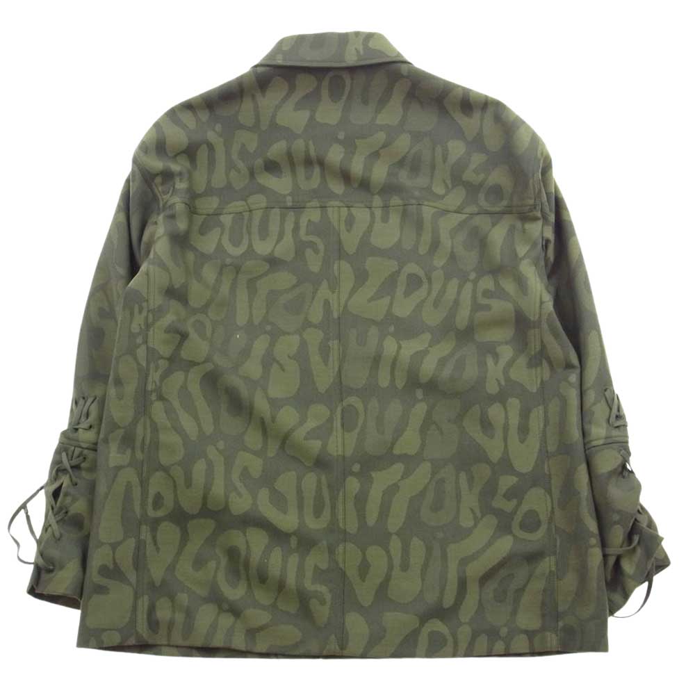 LOUIS VUITTON ルイ・ヴィトン 1AAUTF ルイヴィトンジャパンタグ LV レース ウール オーバー シャツ ジャケット モスグリーン系 50【美品】【中古】
