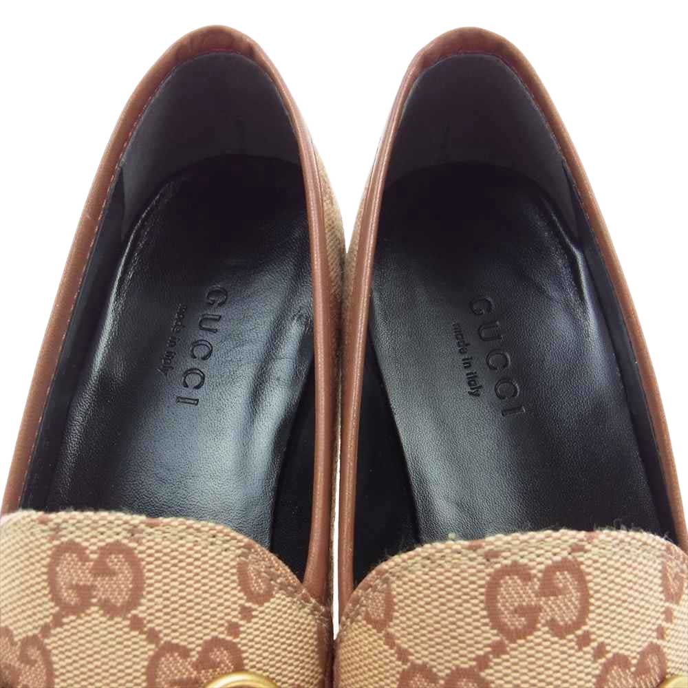 GUCCI グッチ 431467 ヨルダーン GGキャンバス ホースビット ローファー  ブラウン系 35【極上美品】【中古】