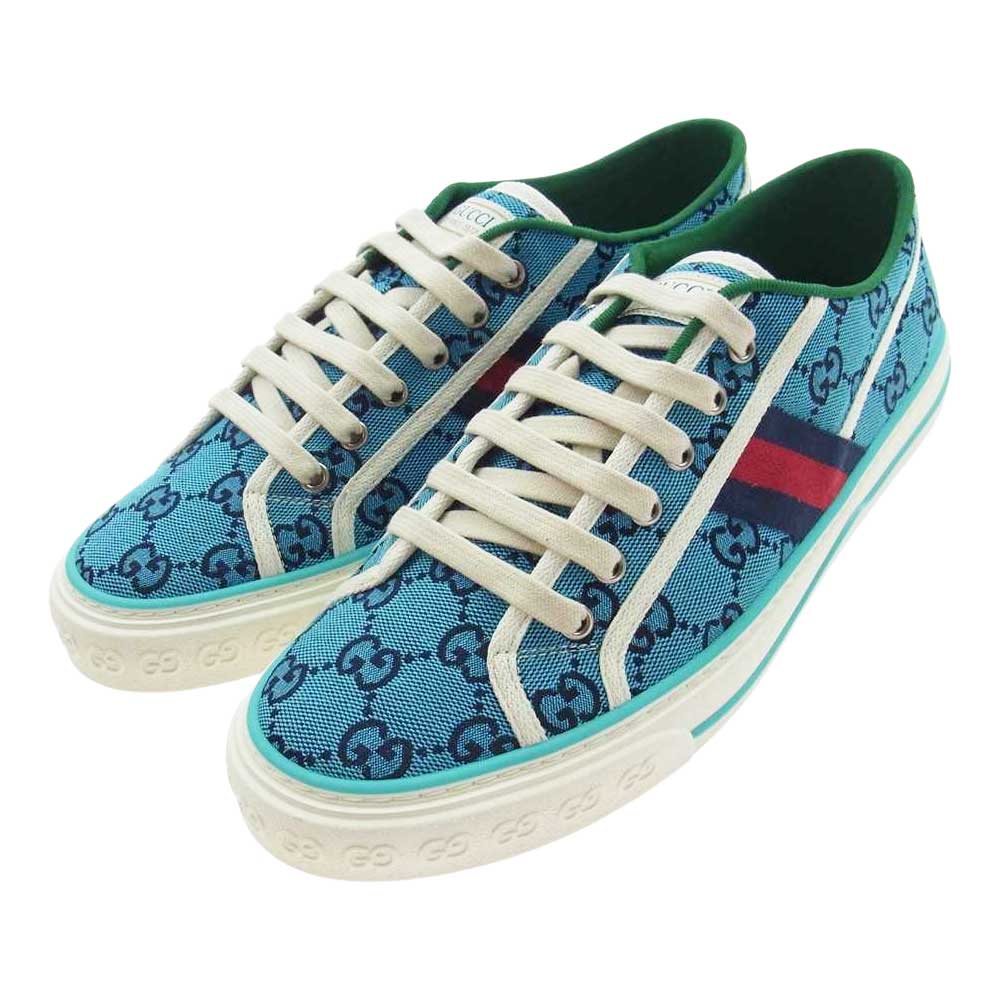 GUCCI グッチ 1977 TENNIS テニス GGキャンバス ローカット スニーカー ブルー系 8【新古品】【未使用】【中古】